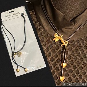 New Boutique Collection Angel Charm Heart Tassel Adjustable Vegan Lariat